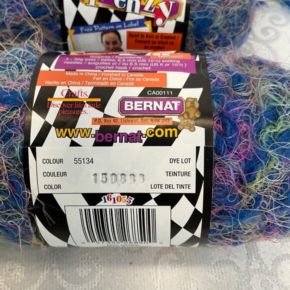 Bernat Frenzy Yarn Lot Of 4 Skeins Multicolor Mohair Hand Wash 60 Yards Each - Picture 3 of 4